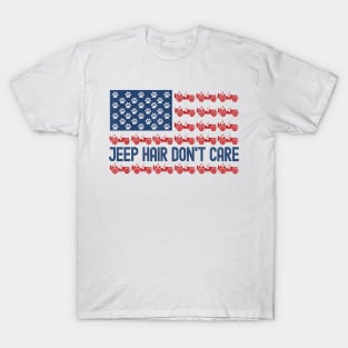 Jeep Hair Don't Care American Flag Jeep Dog Lover T-Shirt